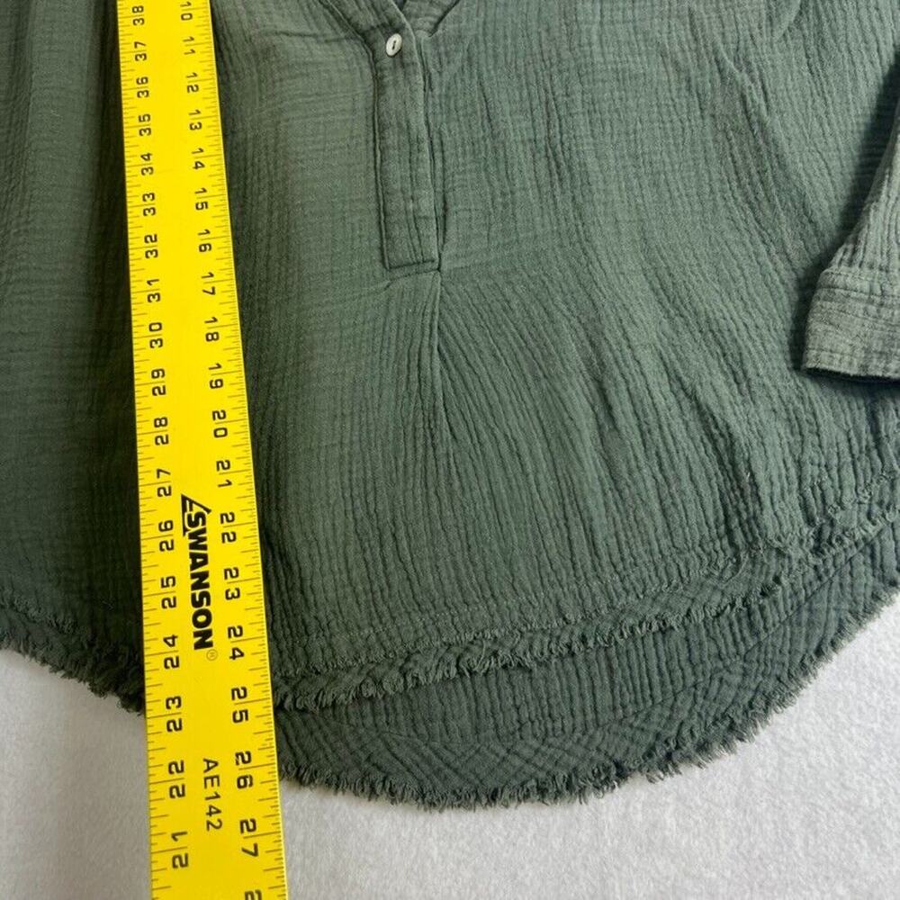 Free People Top Womens S Gray Gauze Changing Horizons Popover Crinkle Top - Picture 5 of 8
